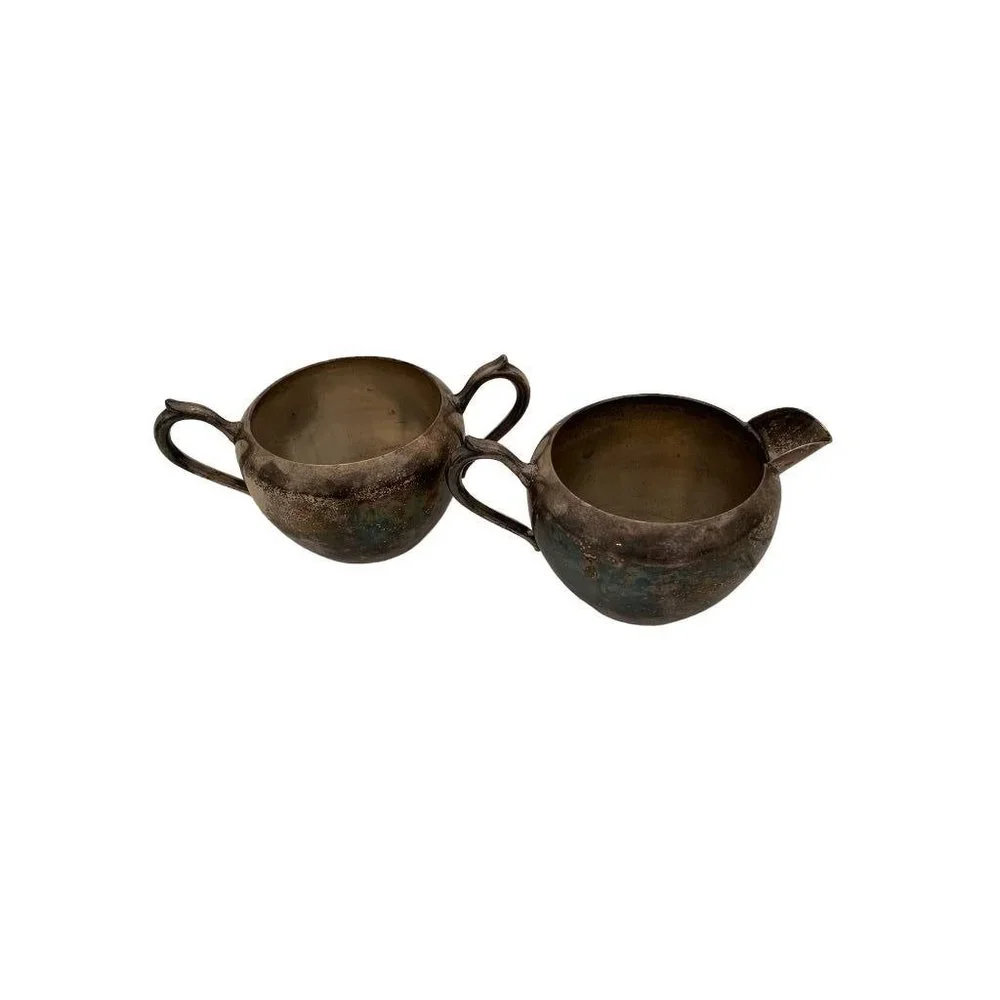 F.B. Rogers Silverplate on Copper Creamer and Sugar Vintage Set